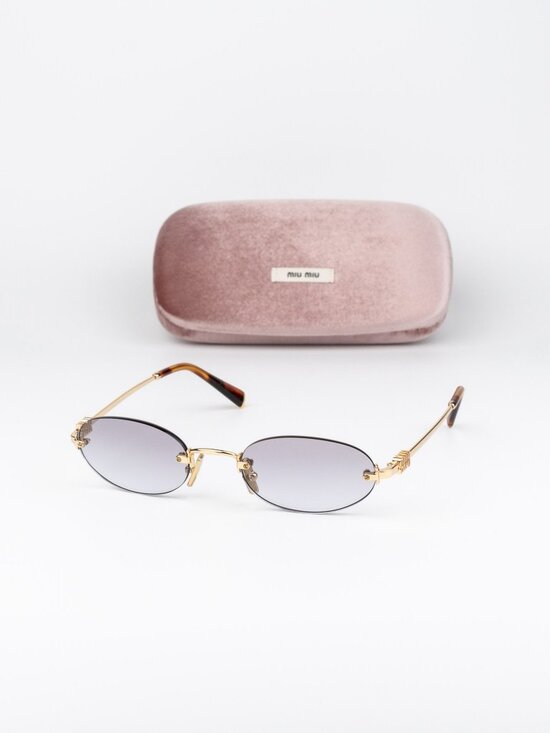 Miu Miu Women Sunglasses Gold Gradient Grey Oval MUA54S 5AK04O NEW AUTHENTIC main image 14